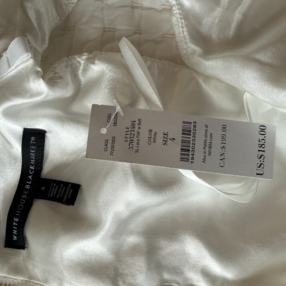 WHBM Lace Dress White with Black Sash Size 4 NWT - Picture 9 of 10